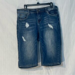Dollhouse Distressed Roll Up Bermuda Jean Shorts 14
